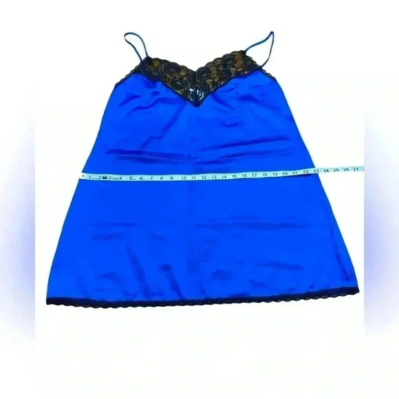 NWOT, AVON Fashions, Lace-Trimmed Silky Negligee, Large, Blue - Picture 12 of 14